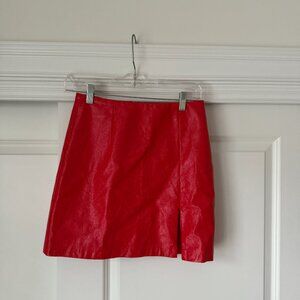 Anthropologie - Hutch Shiny Red Mini Skirt - Size 2
